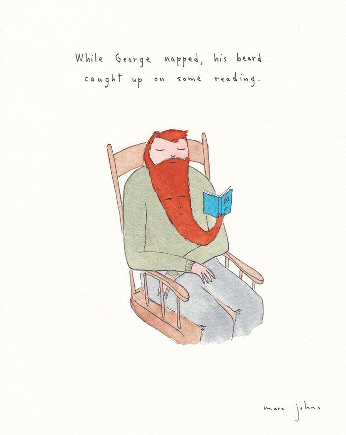 While George napped, his beard caught up on some reading - Original Drawing