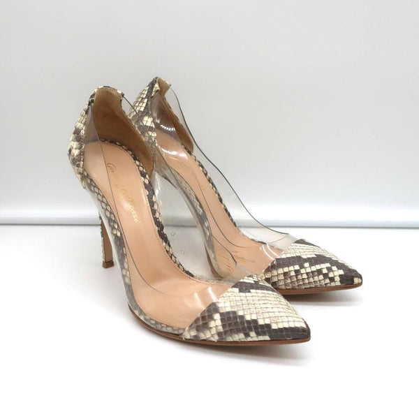 Gianvito Rossi Plexi Pumps Python & PVC Size 37 Pointed Toe