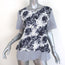 Thakoon Addition Lace Overlay Top Blue Striped Cotton Size 4 Short Sleeve Blouse