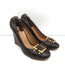 Chloe Buckle Wedge Pumps Dark Brown Leather Size 40