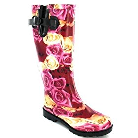 Luxury rose print wellington boot