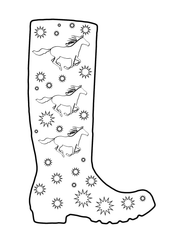 Wellies with start and horse patterns