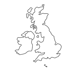 Map of England showing Northern Ireland/Irish Border Outline