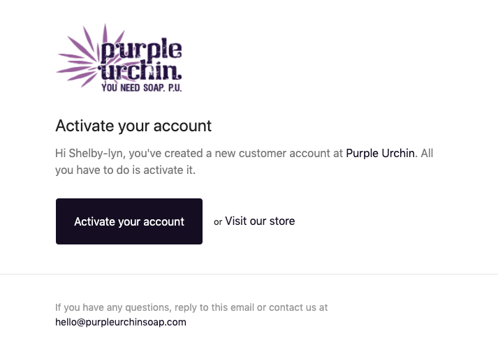 Activate your Customer Account for Purple Urchin's Loyalty Points Program