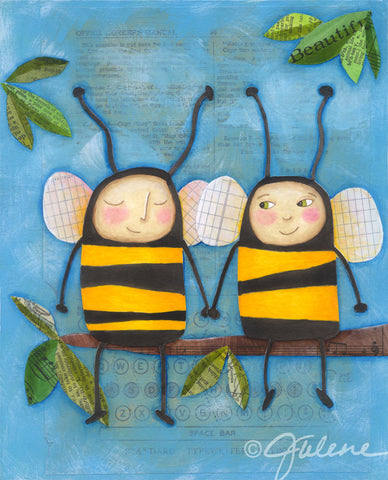 Bee friends painting by Julene Ewert