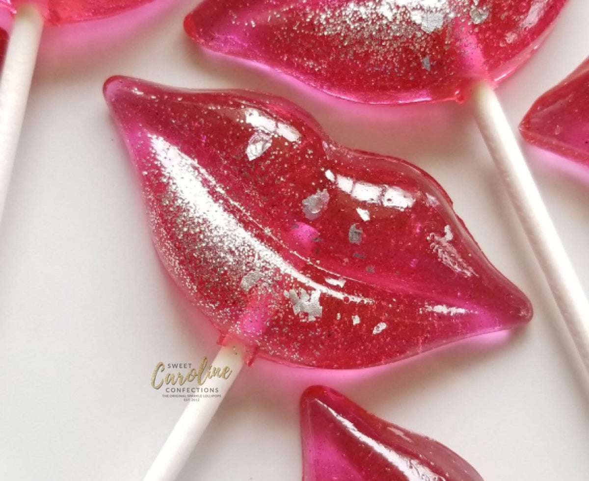 Hot Pink And Sparkle Lip Lollipops Set Of 6 5435