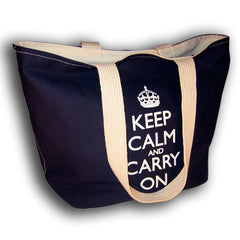 Keep Calm and Carry On Blue Tote Shopping Bag