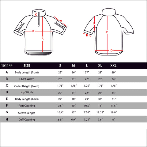 101144 Condor Short Sleeve Combat Shirt Sizing Chart