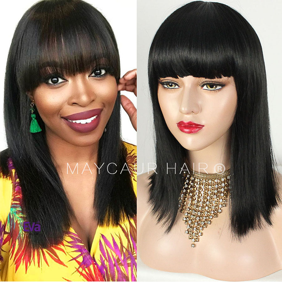 straight black bob wig