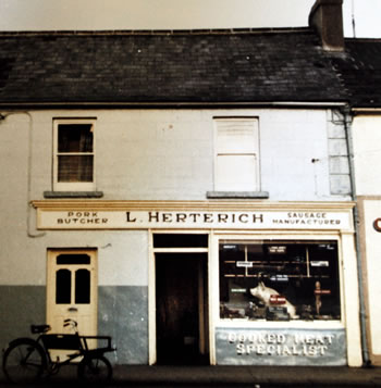 Old Historical Photo of Herterich's Butchers Shop Longford