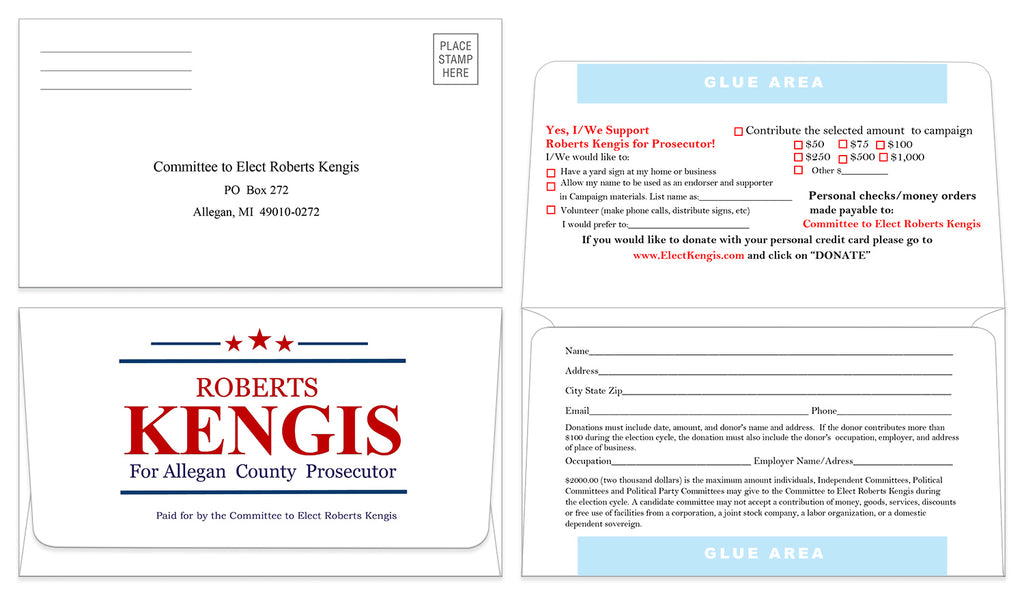 Political Campaign Donation Envelopes