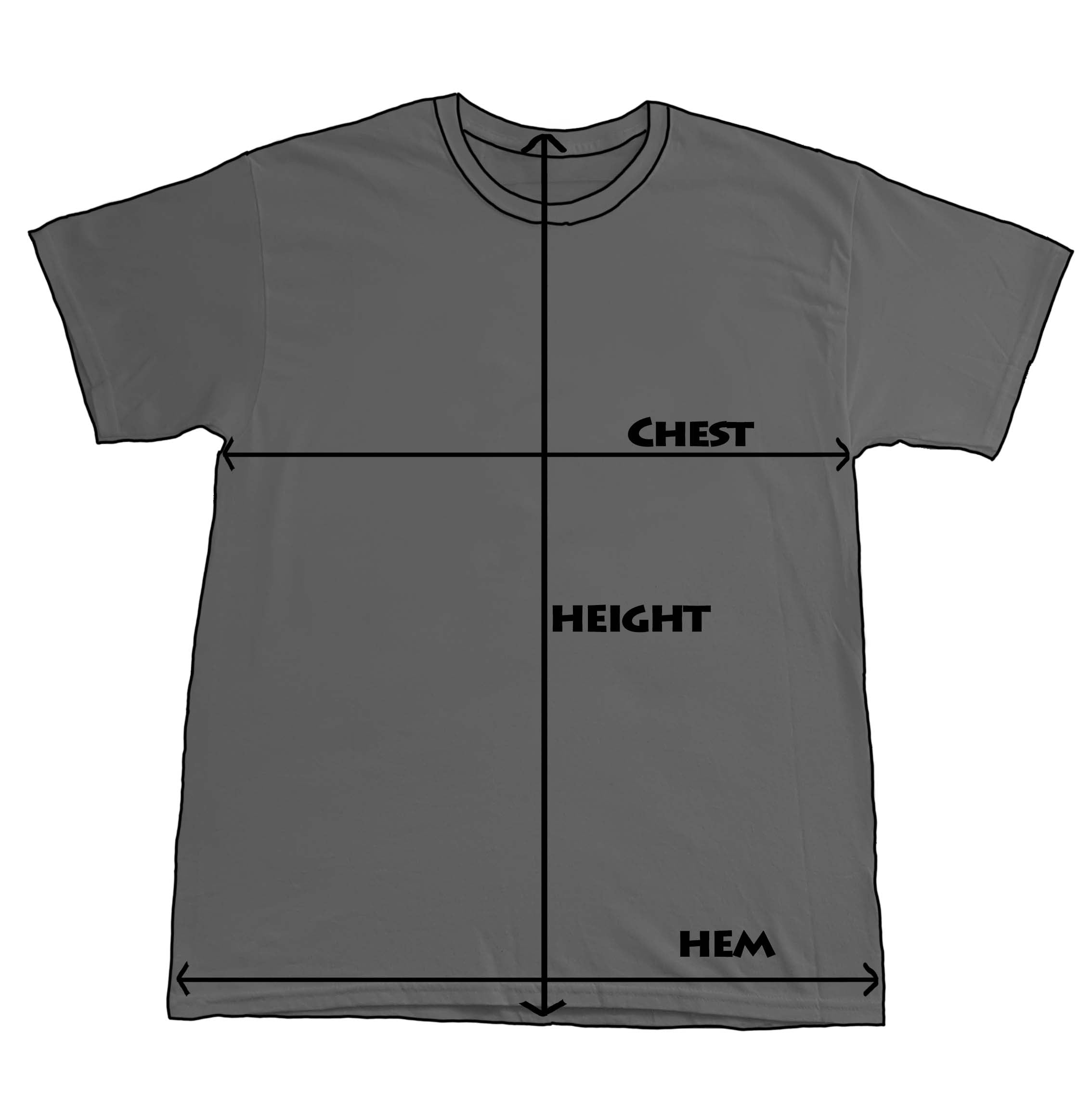 Size chart image for unisex t-shirt