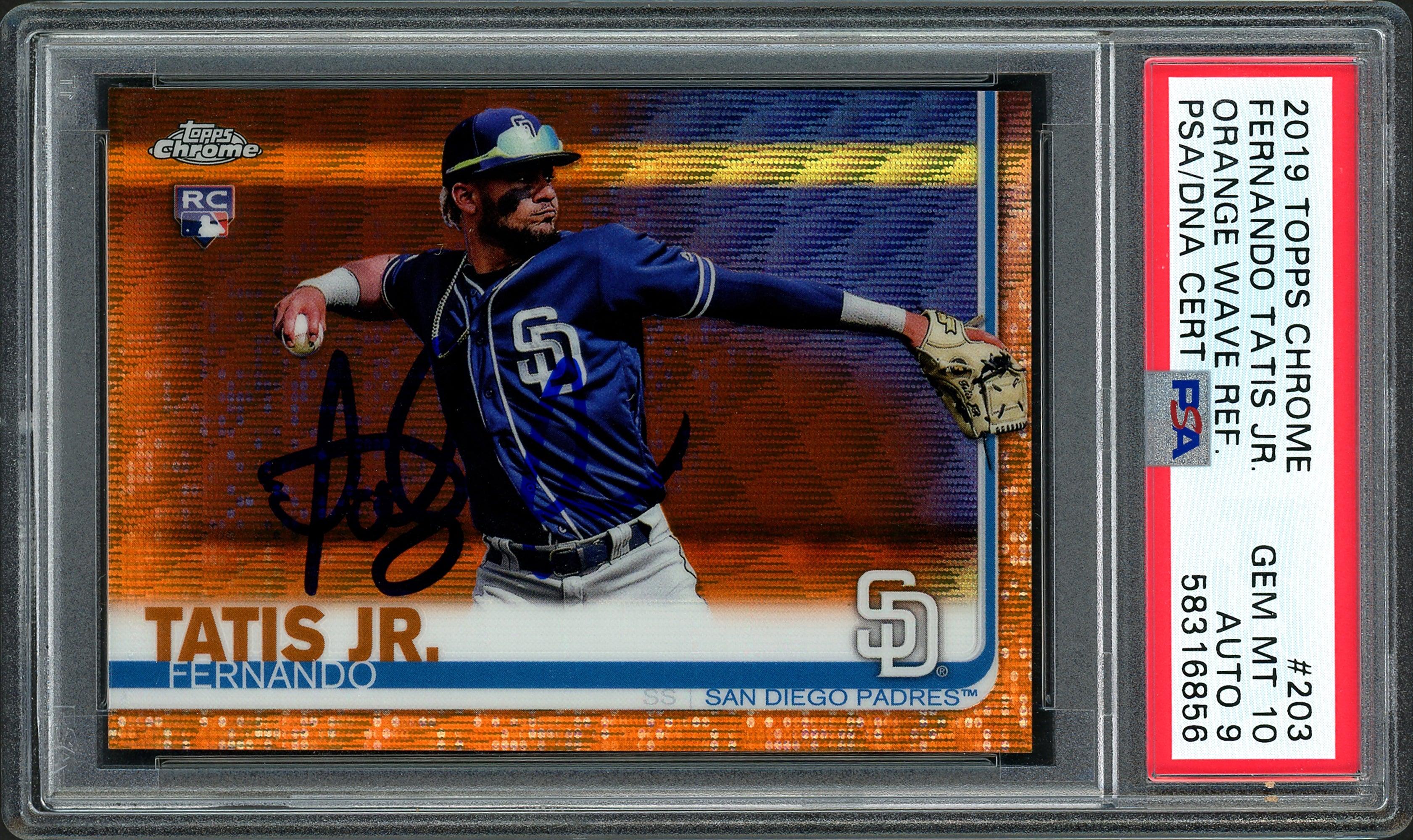 Fernando Tatis Jr. Autographed 2019 Topps Chrome Orange Wave