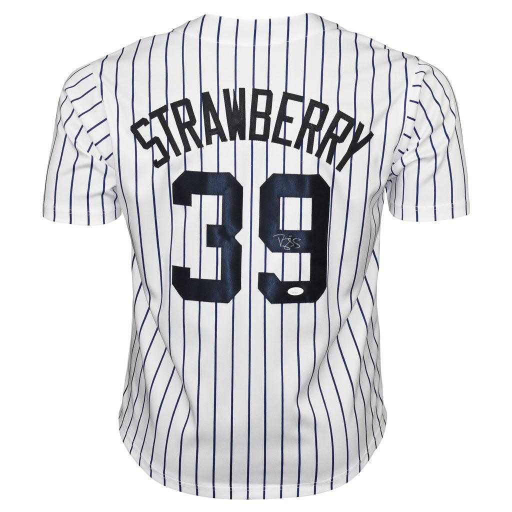 Darryl Strawberry Signed 3X WS Champ Inscription New York Grey Baseball  Jersey (JSA)