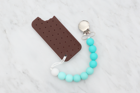 ice cream sandwich teether silicone teether and soother clip