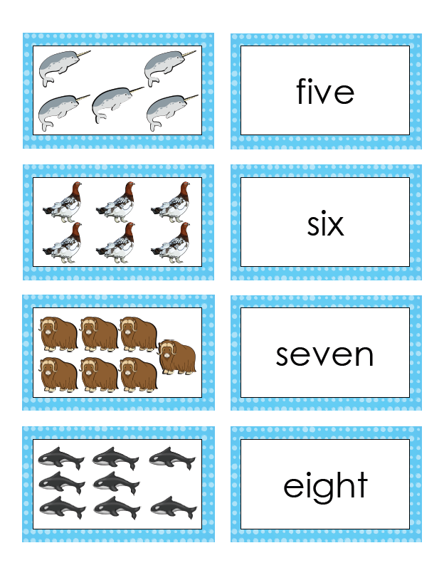 Arctic Animals Number Matching Cards - 1-10 – White Fox Learning