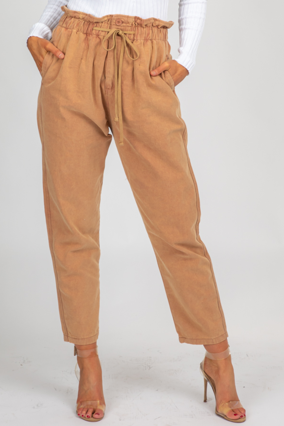 RUST PAPERBAG DRAWSTRING PANTS