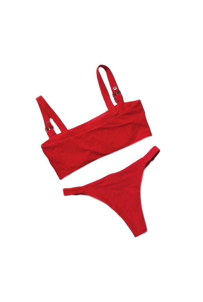 RED BUCKLE BIKINI BOTTOM