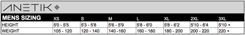 Anetik Size Chart