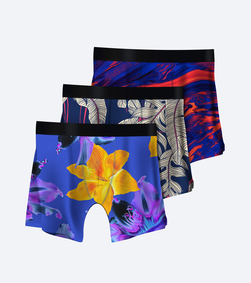 Psychedelic, Ficus, Color Swirls Boxer Briefs 3-Pack