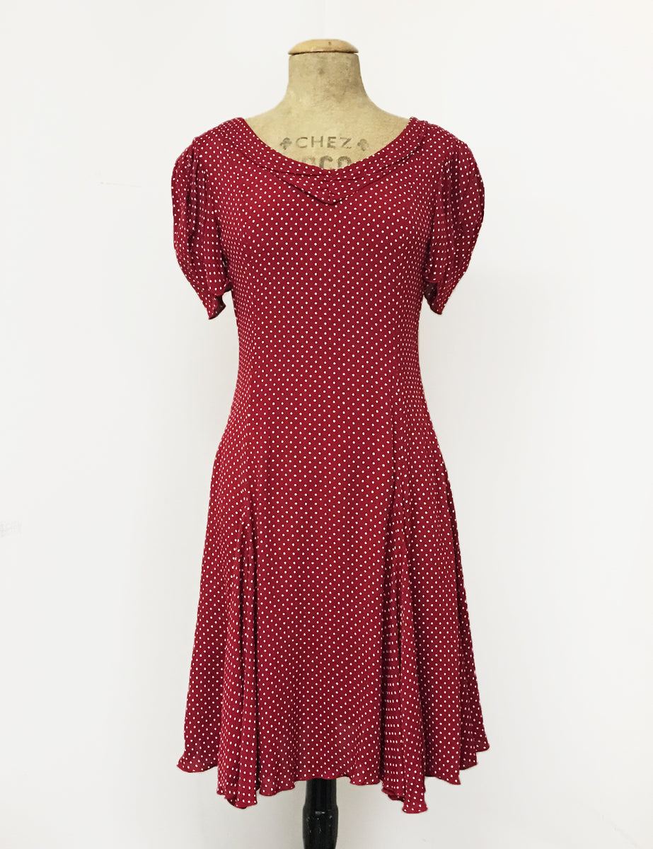 red and white polka dot swing dress