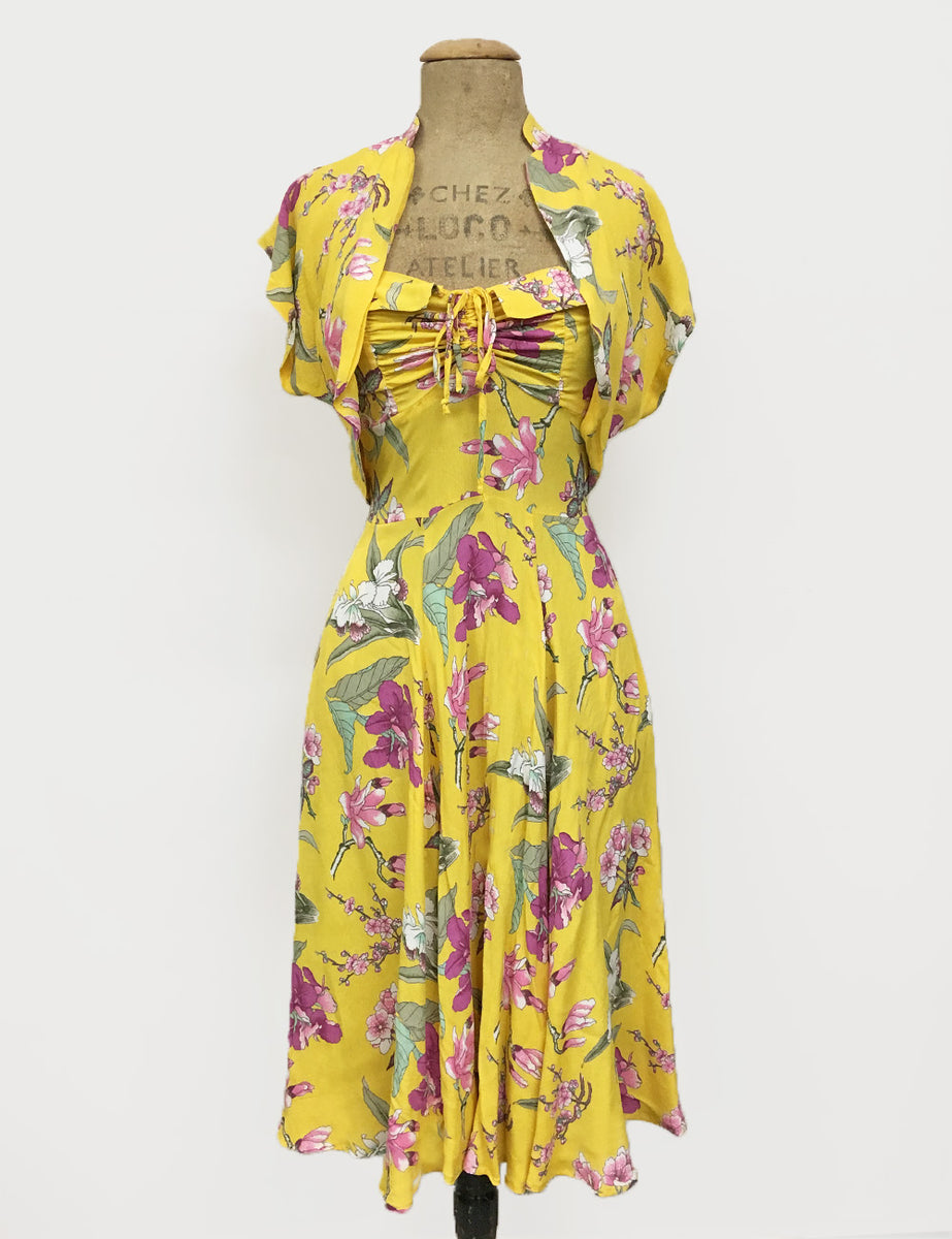 long yellow flower dress