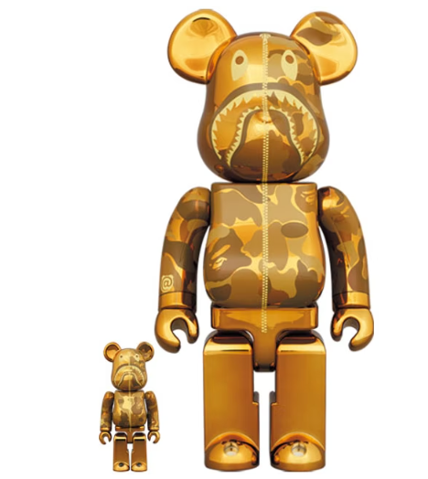 Bearbrick x BAPE Camo Shark 100% & 400% Set Gold – Upper Level 916