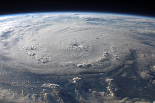 Earth From Outer Space With Hurricane In Shot