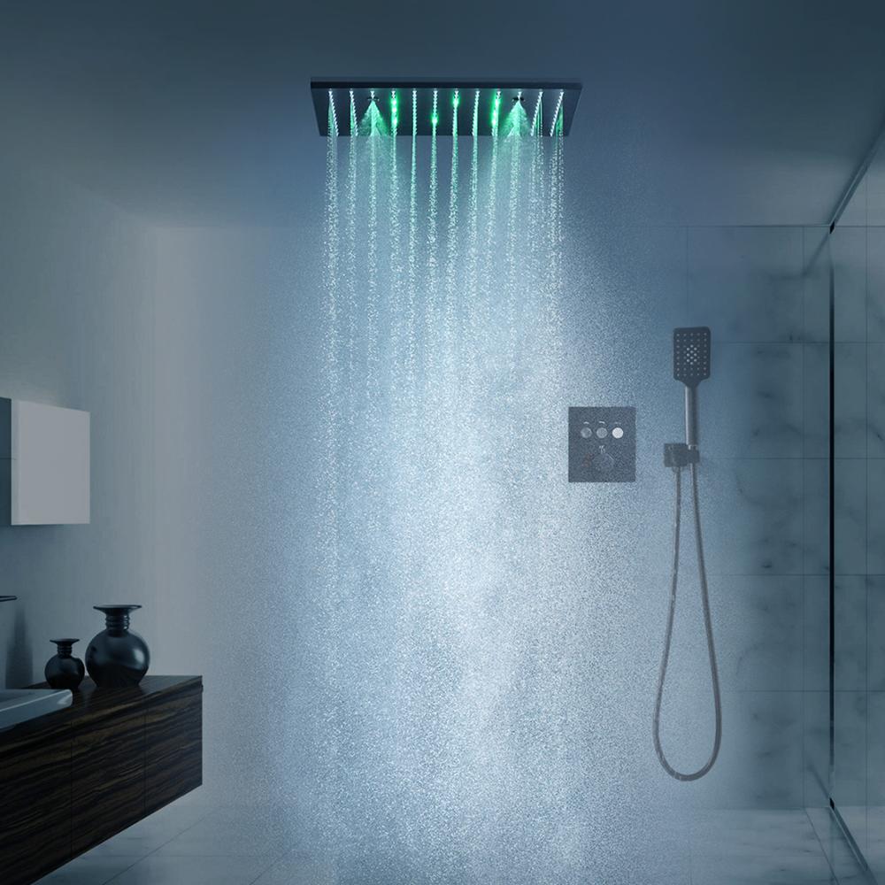 16 Inch Luxury Black Thermostatic Ceiling Mount Shower System Luna Fluxuriecom 