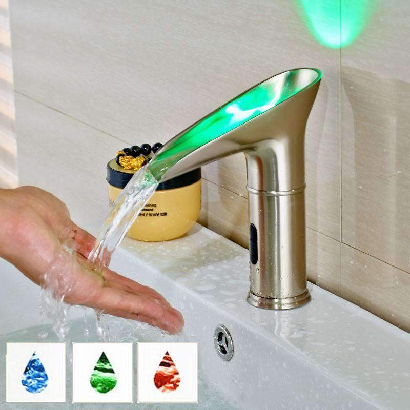 Automatic Sensor Led Waterfall Bathroom Sink Faucet Fluxurie Com