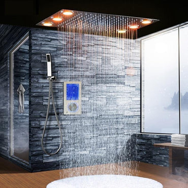 Rain Shower Set System 20" x 14" with Touch Panel Smart Mixer and Remote Controlled LED - VAVALA Vavala FLUXURIE.COM