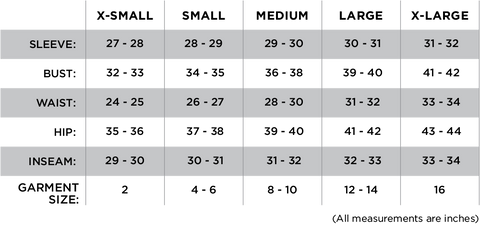 LILI CREATION WOMEN SIZE CHART