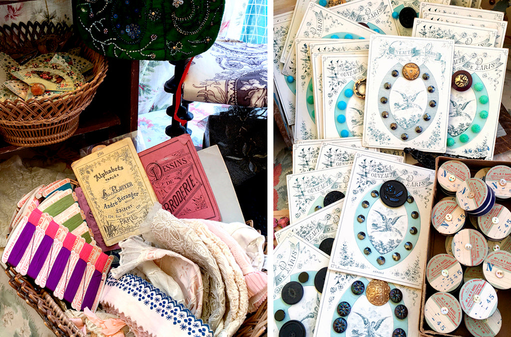 Antique and vintage sewing notions at Porte de Vanves in Paris