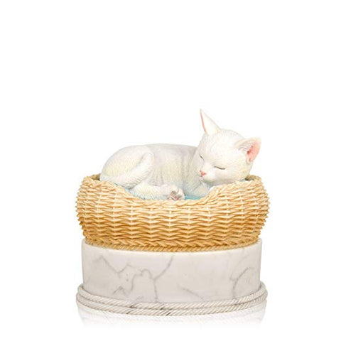 cat in basket cremation urn