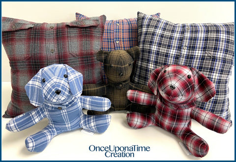 Memory Pillows and Stuffed Animals made from clothing by Once Upon a Time Creation
