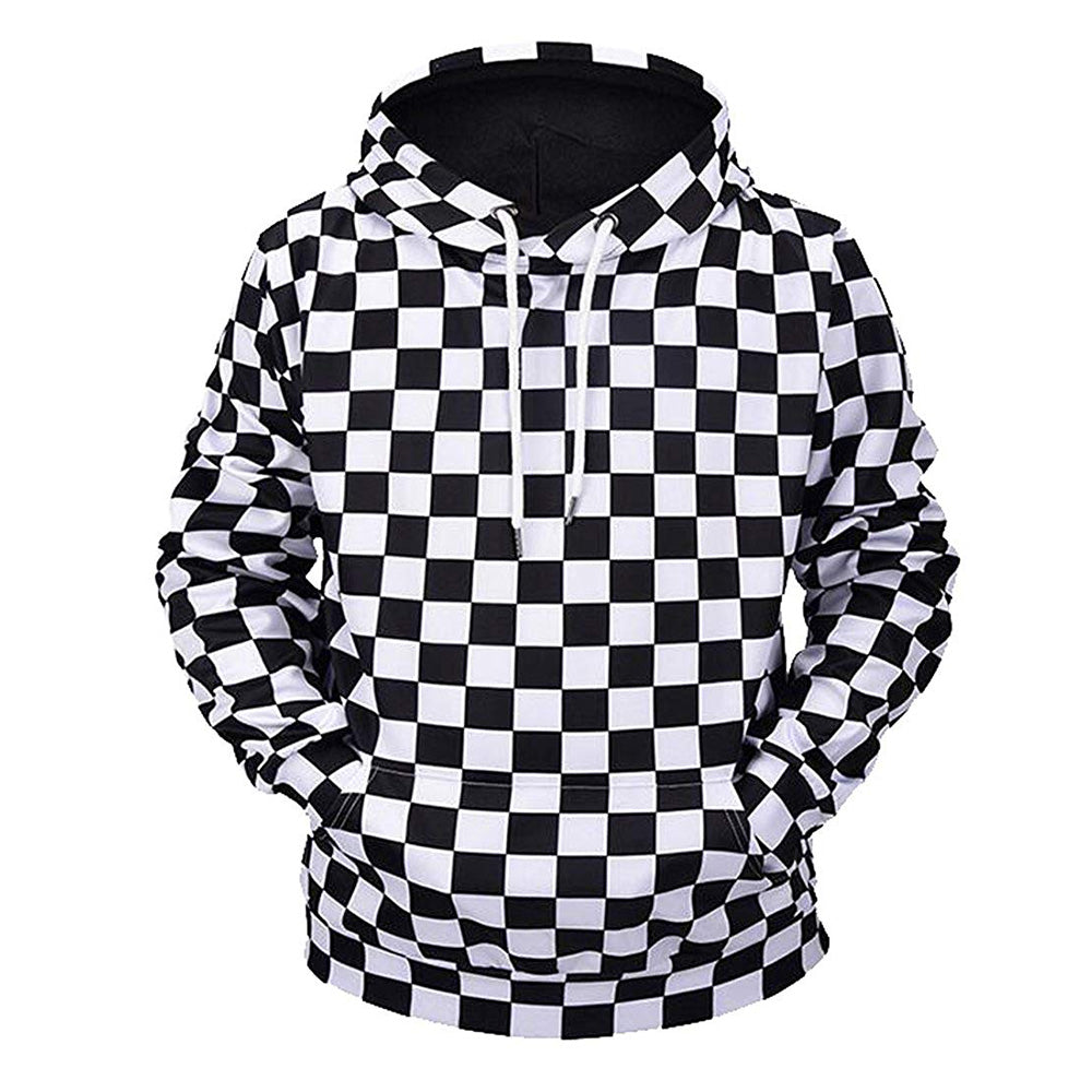 checkered sleeve hoodie mens