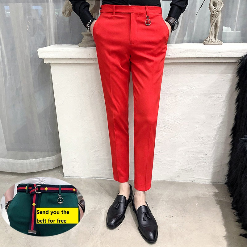 mens red casual pants