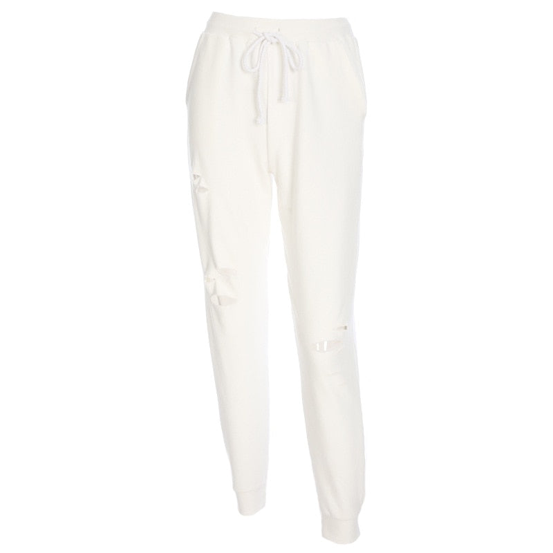 white high waisted sweatpants