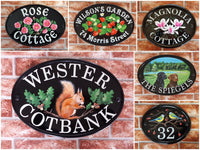 personalised hand painted house signs with motifs