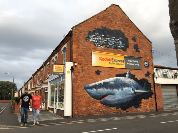 Burnham on Sea Shark by Syd Stencil Shed Street Art 