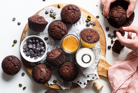 Chocolate Banana Flourless Protein Muffins