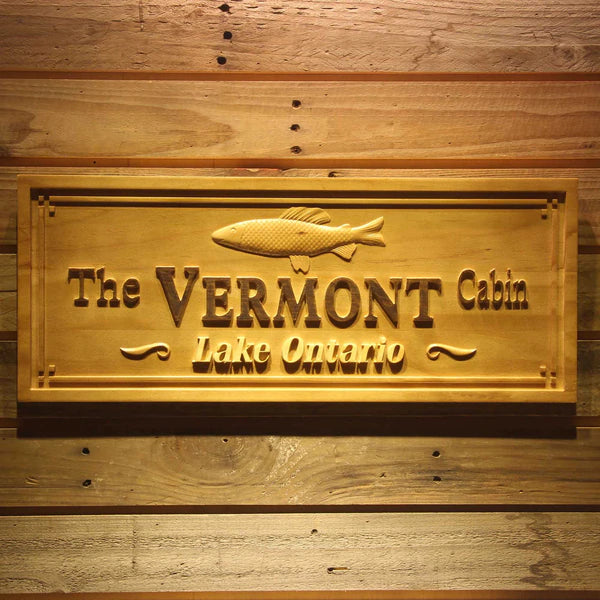 Personalized Fishing Lake Cabin Custom Wood Sign 3D Engraved Wall Plaque - Way Up Gifts