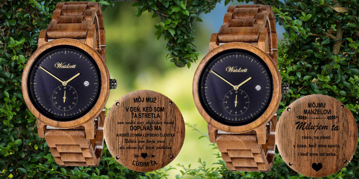 drevene hodinky s gravirovanim