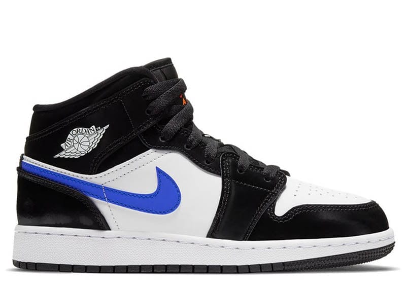 black and blue and white jordans