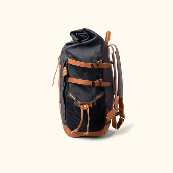 leather roll top backpack