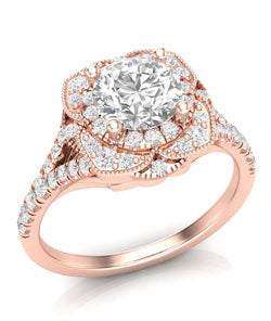 Rose gold halo engagement ring