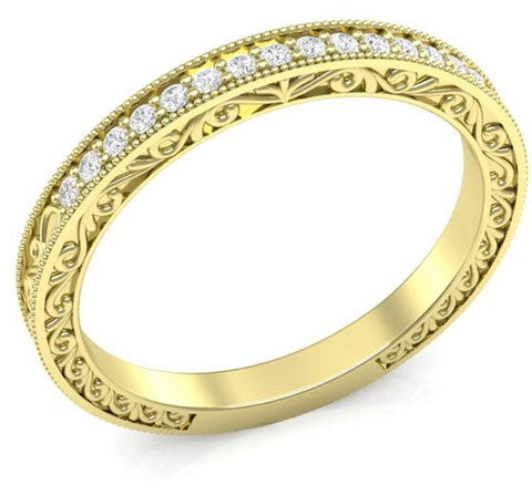 yellow gold filigree wedding band