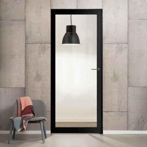 Full glass black interior industrial style door