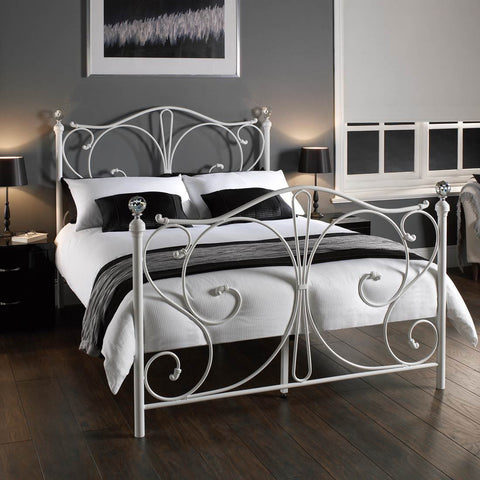 White Metal Bed Frame Traditional Florence 