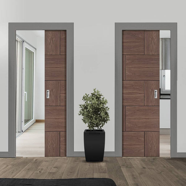 Ravenna Walnut Veneer Unico Evo Pocket Doors - Prefinished